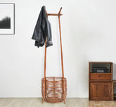 Gharaana Laundary Twin Bamboo Laundry Basket & Coat Hanger
